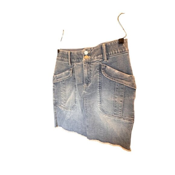Wit & Wisdom Frayed Hem With Pocket Details Denim Skirt Women's Size 4 - Picture 2 of 7